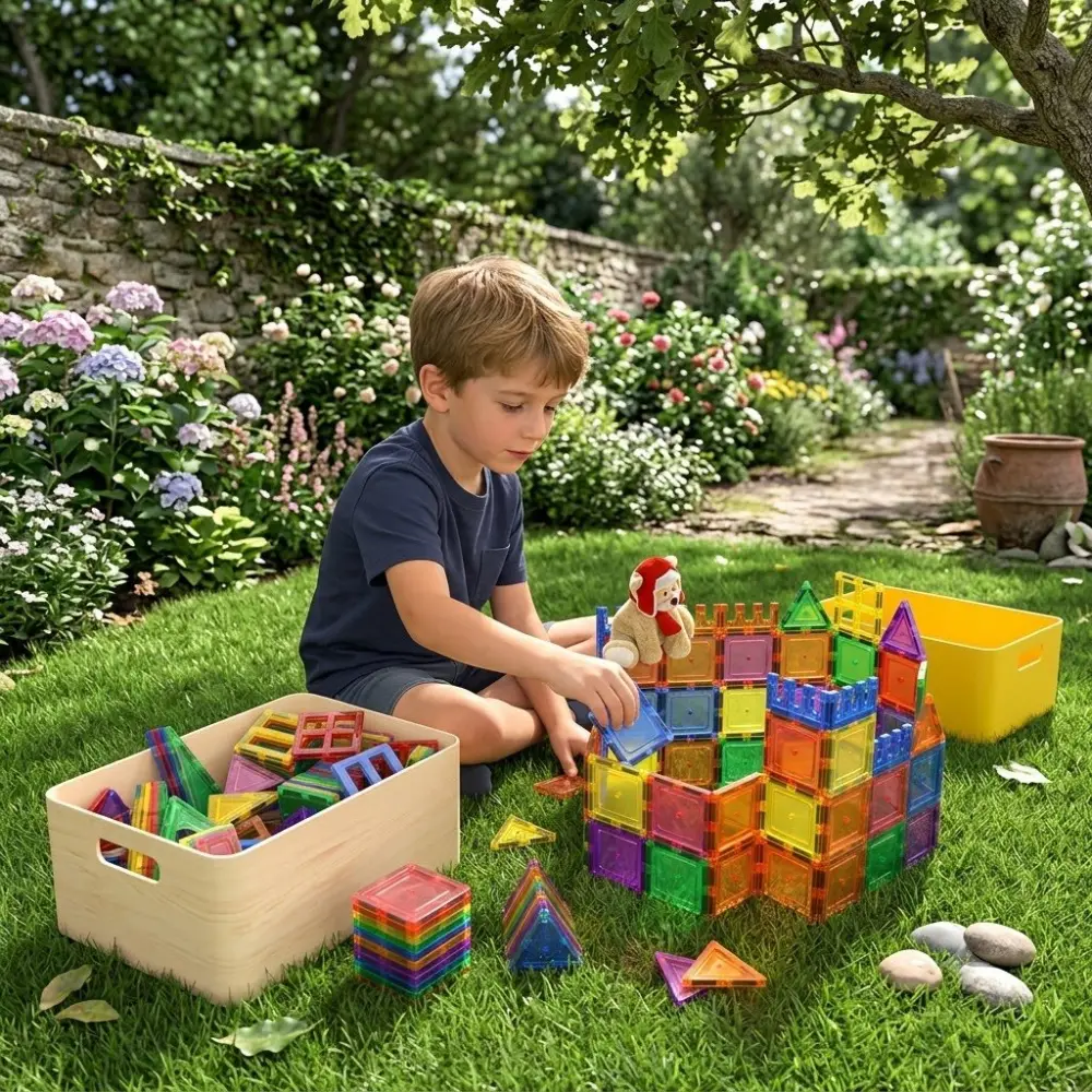 Miniatura de Bloques Magnéticos de Construcción 60 Piezas   Juguete STEM Educativo para Niños de 3 a 8 Años | Estimula Creatividad, Motricidad y Pensamiento Lógico | Colores Brillantes, Material Seguro Sin BPA | Incluye Guía de Construcción | Regalo Ideal Niño y Niña