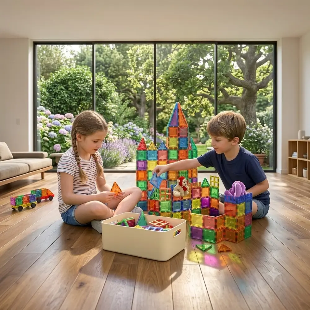 Miniatura de Bloques Magnéticos de Construcción 60 Piezas   Juguete STEM Educativo para Niños de 3 a 8 Años | Estimula Creatividad, Motricidad y Pensamiento Lógico | Colores Brillantes, Material Seguro Sin BPA | Incluye Guía de Construcción | Regalo Ideal Niño y Niña